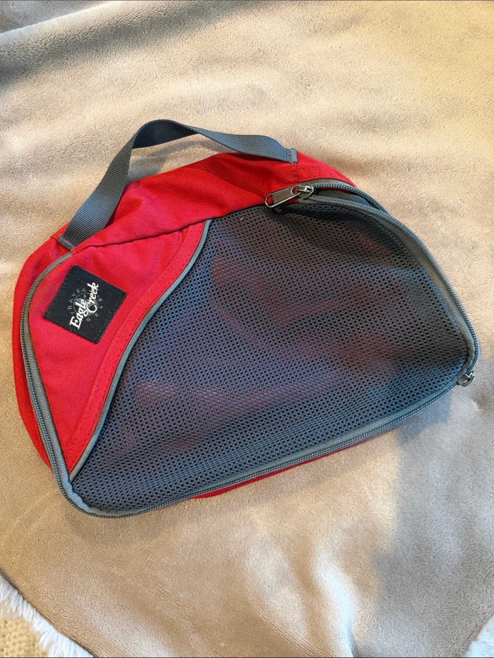 Eddie Bauer Red and Gray Mesh Travel Toiletry Bag